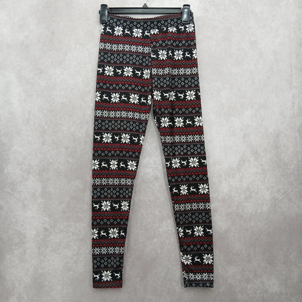 Black Christmas Holiday Print‎ Y2K VTG Festive Kapion Pajama Legging Pants Small